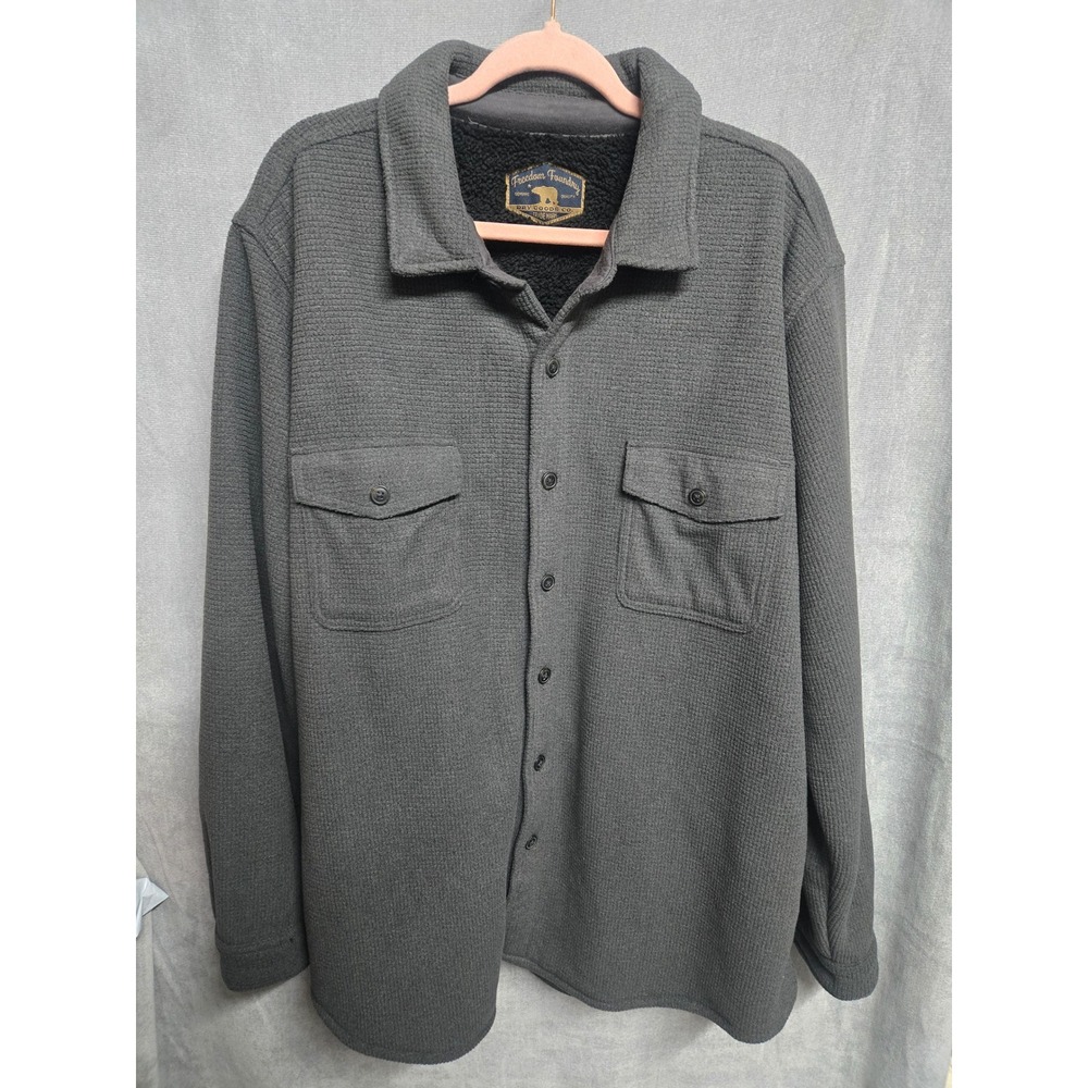 Freedom Foundry Mens Waffle Knit Sherpa Lined Shacket Jacket Gray XXL